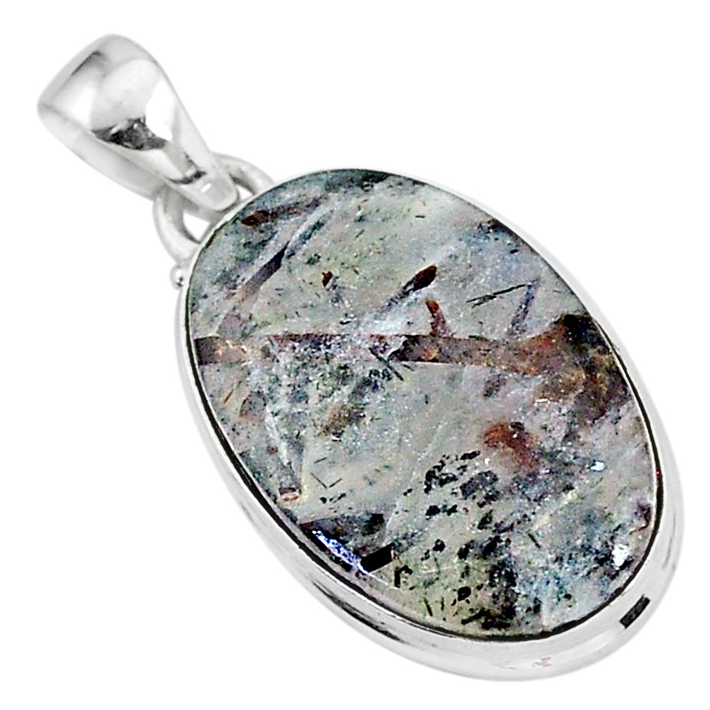 925 silver 15.55cts natural bronze astrophyllite (star leaf) oval pendant r96044