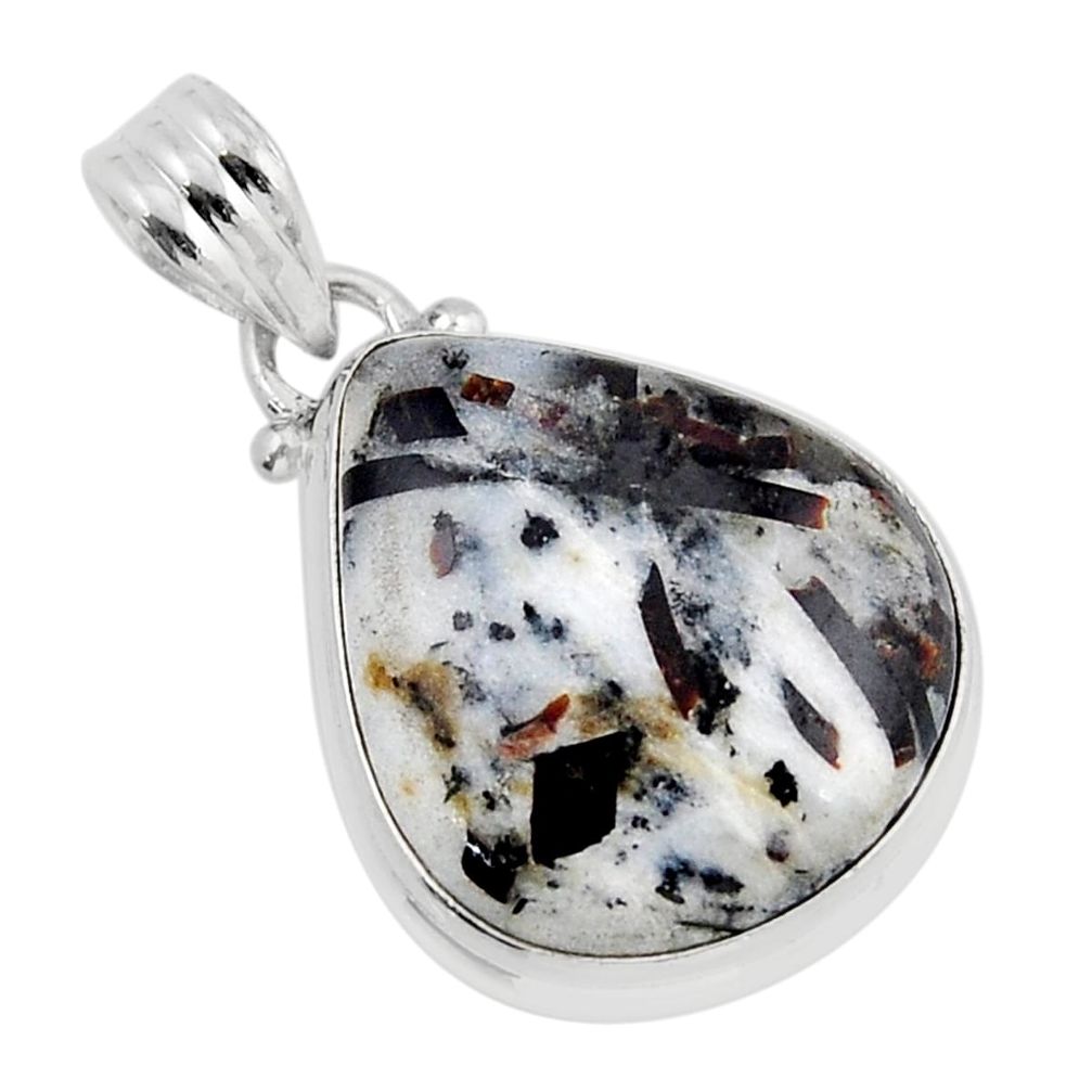 925 silver 14.59cts natural bronze astrophyllite (star leaf) pear pendant y52489