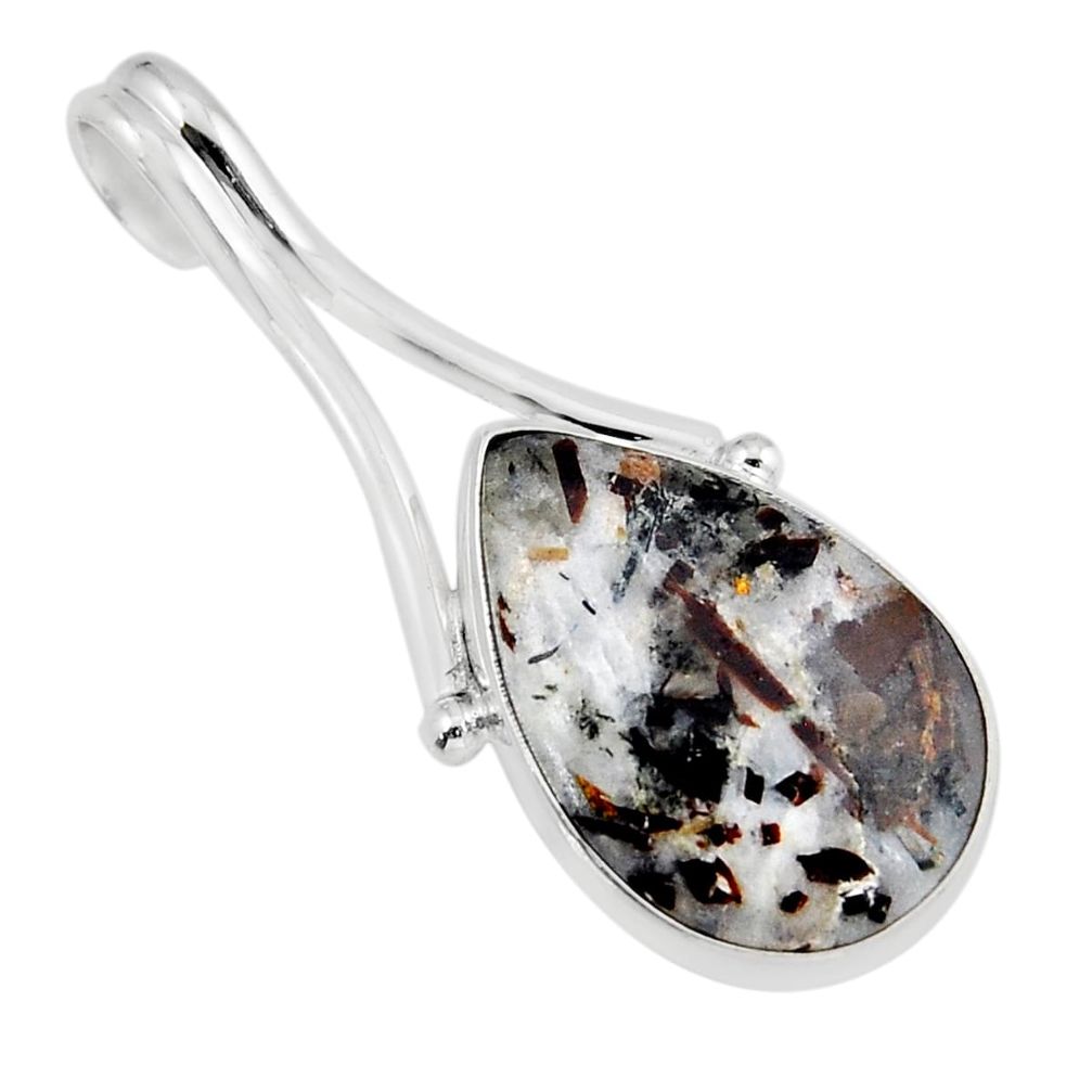 925 silver 13.13cts natural bronze astrophyllite (star leaf) pear pendant y52498