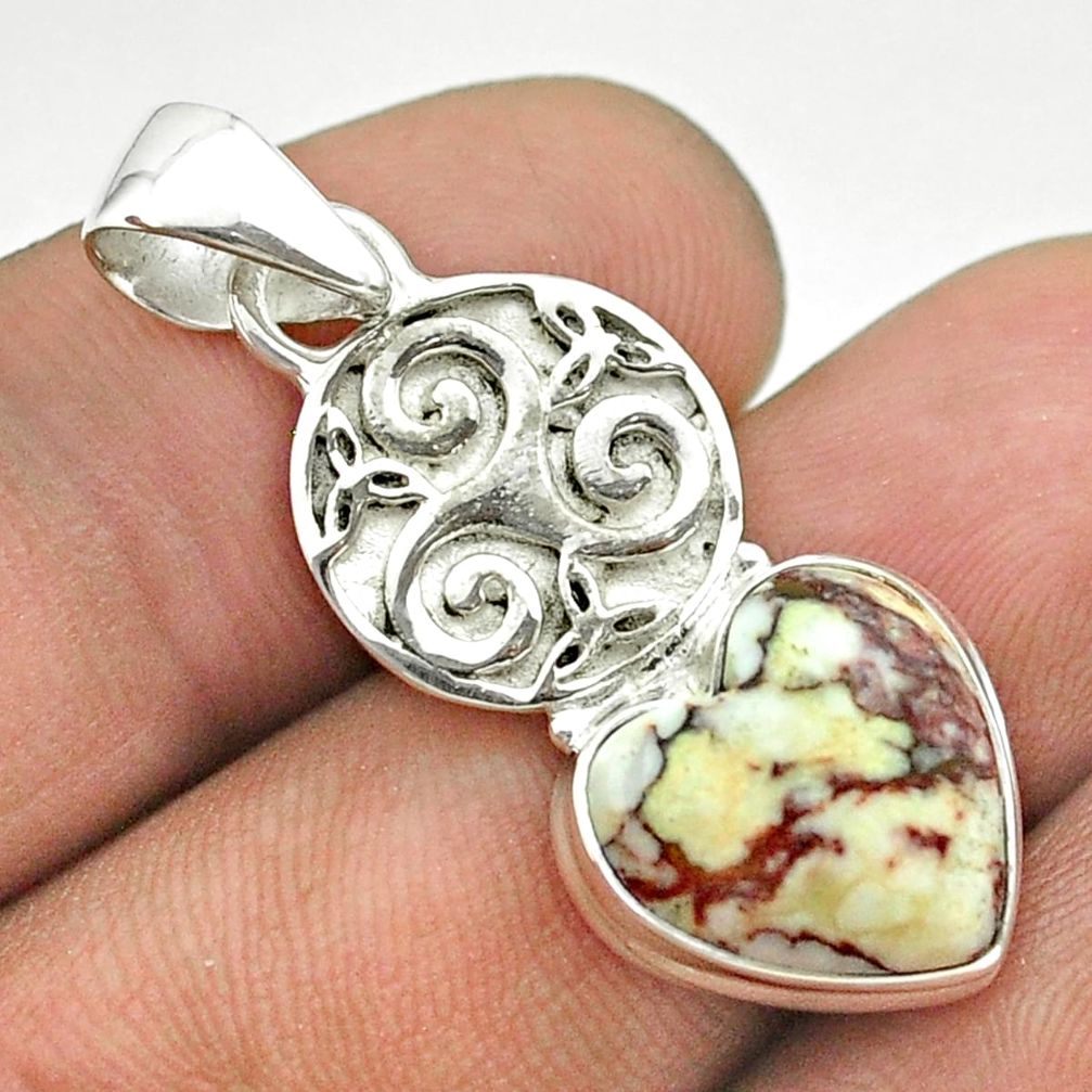 925 silver 6.72cts natural bronze wild horse magnesite heart pendant t55324