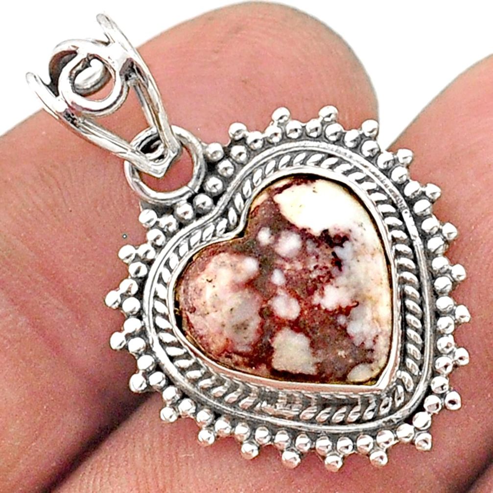 925 silver 6.27cts natural bronze wild horse magnesite heart pendant t63751