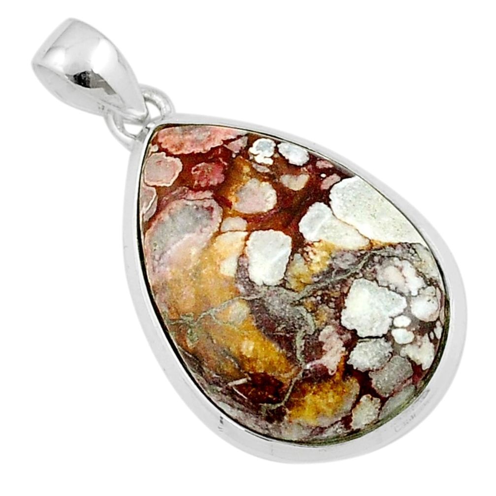 925 silver 18.36cts natural bronze wild horse magnesite pear pendant u21919