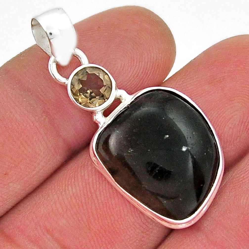 925 silver 14.63cts natural brown agni manitite fancy smoky topaz pendant y21497