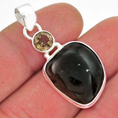 925 silver 14.63cts natural brown agni manitite fancy smoky topaz pendant y21497