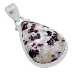 925 silver 14.47cts natural brown astrophyllite (star leaf) pear pendant n51142