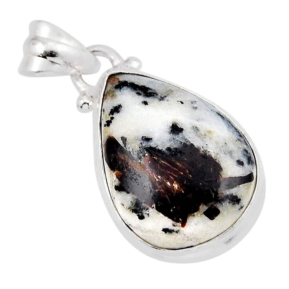 925 silver 13.15cts natural brown astrophyllite (star leaf) pear pendant y47660