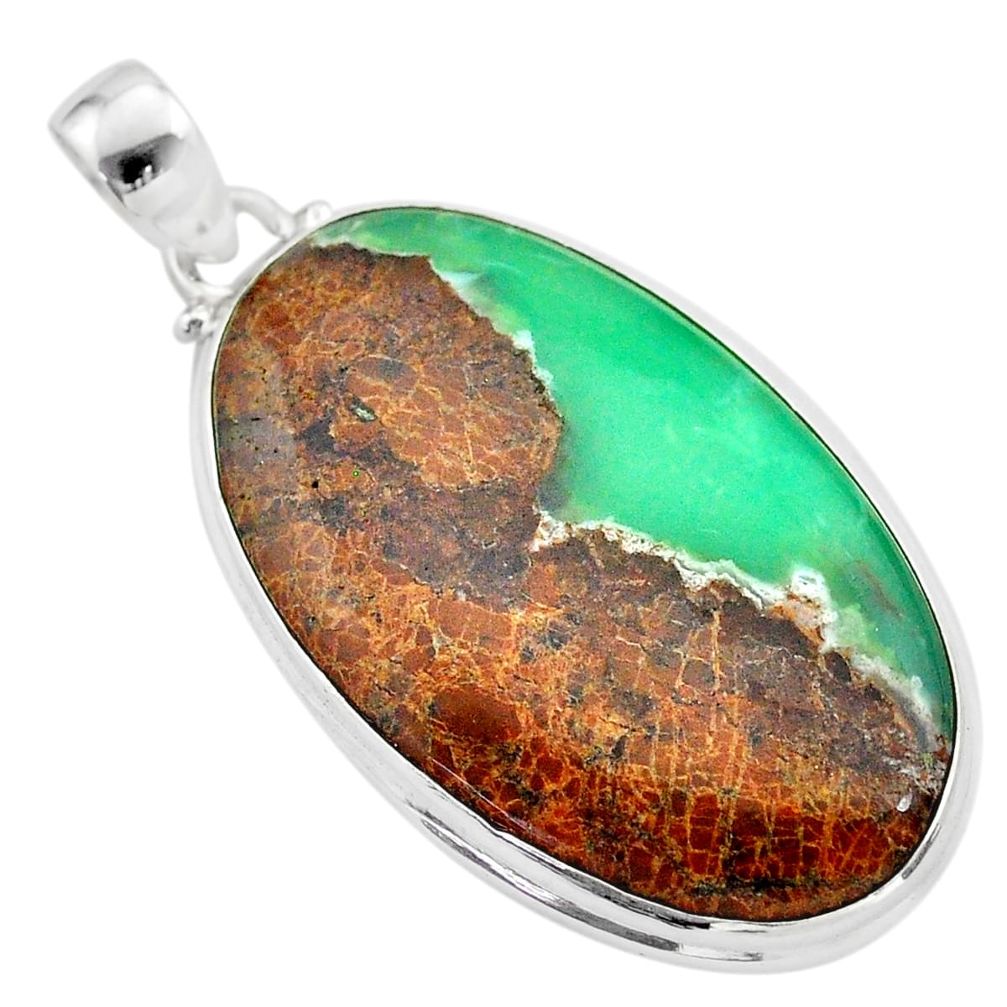 925 silver 30.88cts natural brown boulder chrysoprase oval pendant t42418