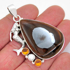 925 silver 45.05cts natural brown boulder opal fairy mermaid pendant y20616