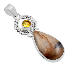 925 silver 18.46cts natural brown cotham landscape marble citrine pendant n25197