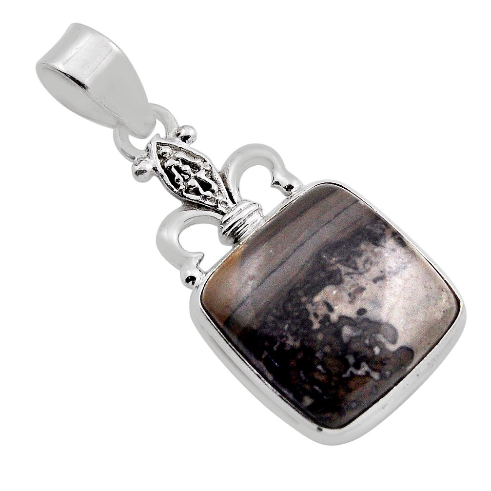 925 silver 12.31cts natural brown cotham landscape marble octagan pendant n25466