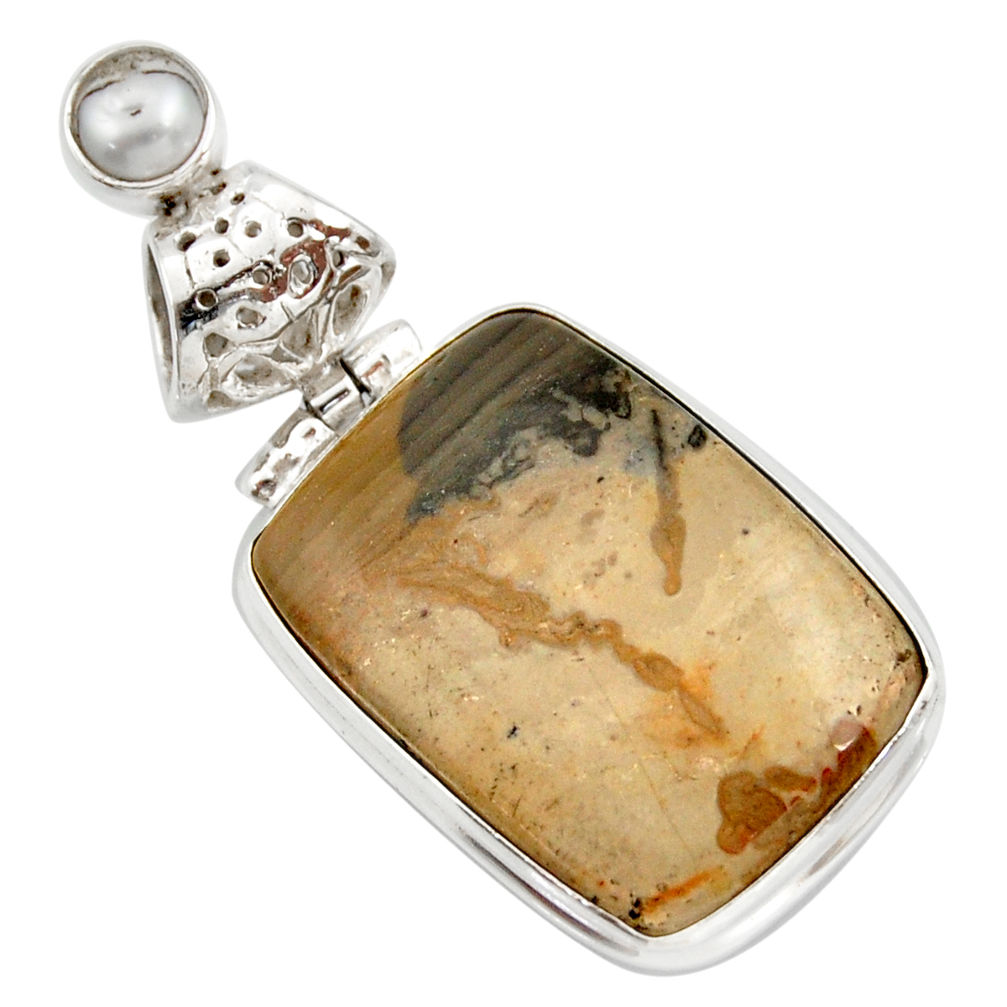 cts natural brown cotham landscape marble pearl pendant d42258