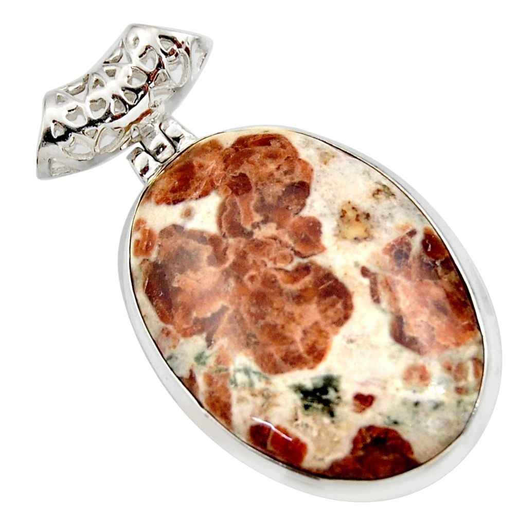 925 silver 32.73cts natural brown garnet in limestone spessartine pendant d42297