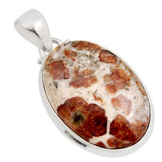 925 silver 20.85cts natural brown garnet in limestone spessartine pendant n2107