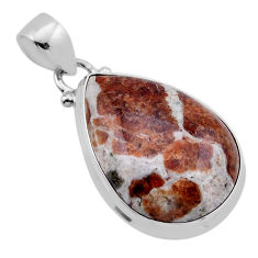 925 silver 16.87cts natural brown garnet in limestone spessartine pendant n51537
