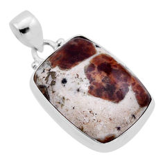 925 silver 16.94cts natural brown garnet in limestone spessartine pendant n51566
