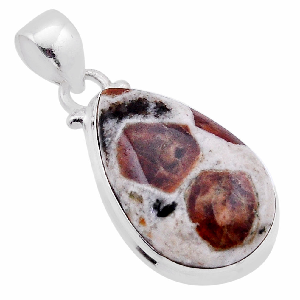 925 silver 13.42cts natural brown garnet in limestone spessartine pendant n51589