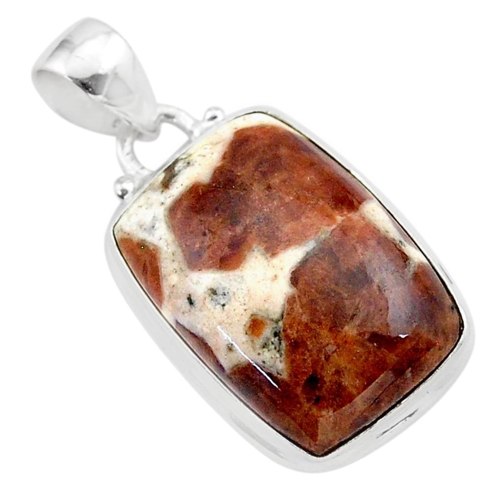 925 silver 16.73cts natural brown garnet in limestone spessartine pendant t38627