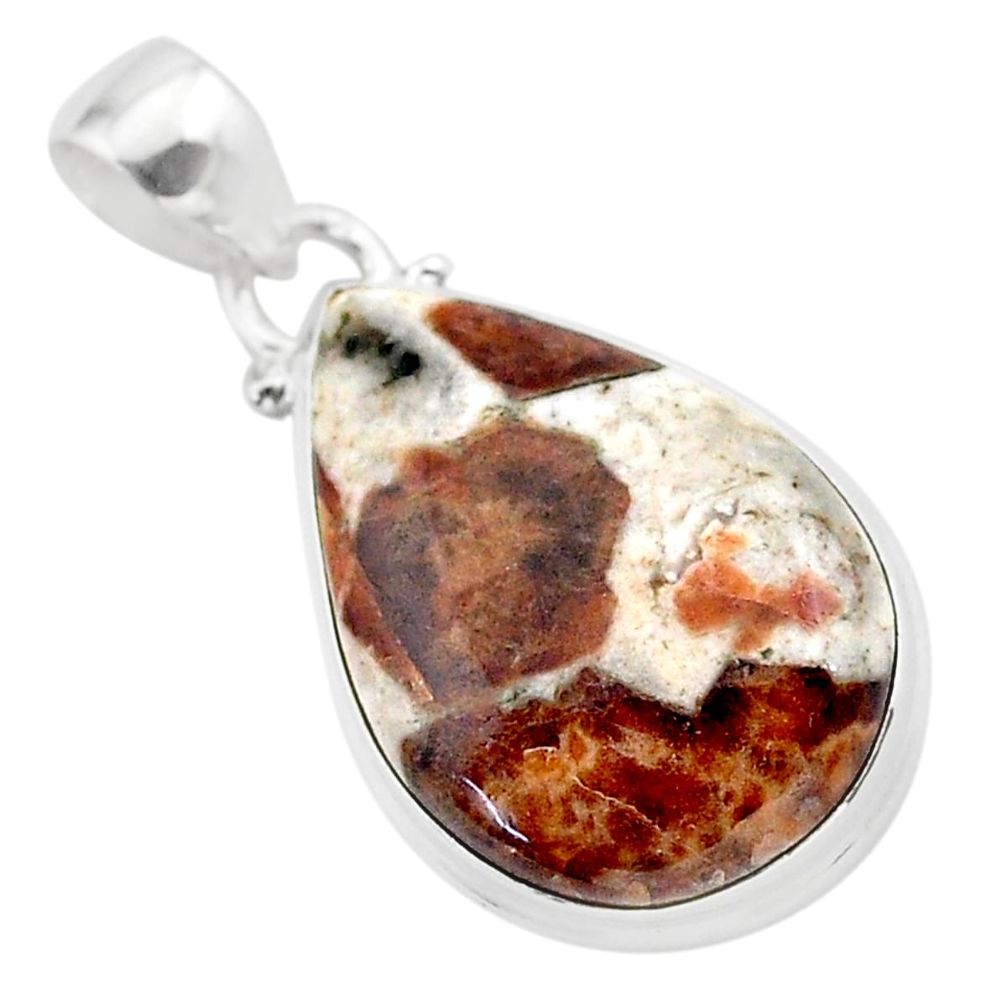 925 silver 15.65cts natural brown garnet in limestone spessartine pendant t38630