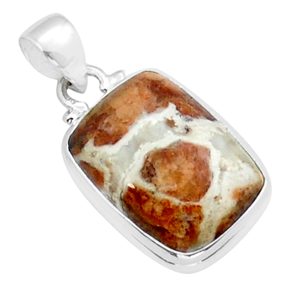 925 silver 14.47cts natural brown garnet in limestone spessartine pendant y15120