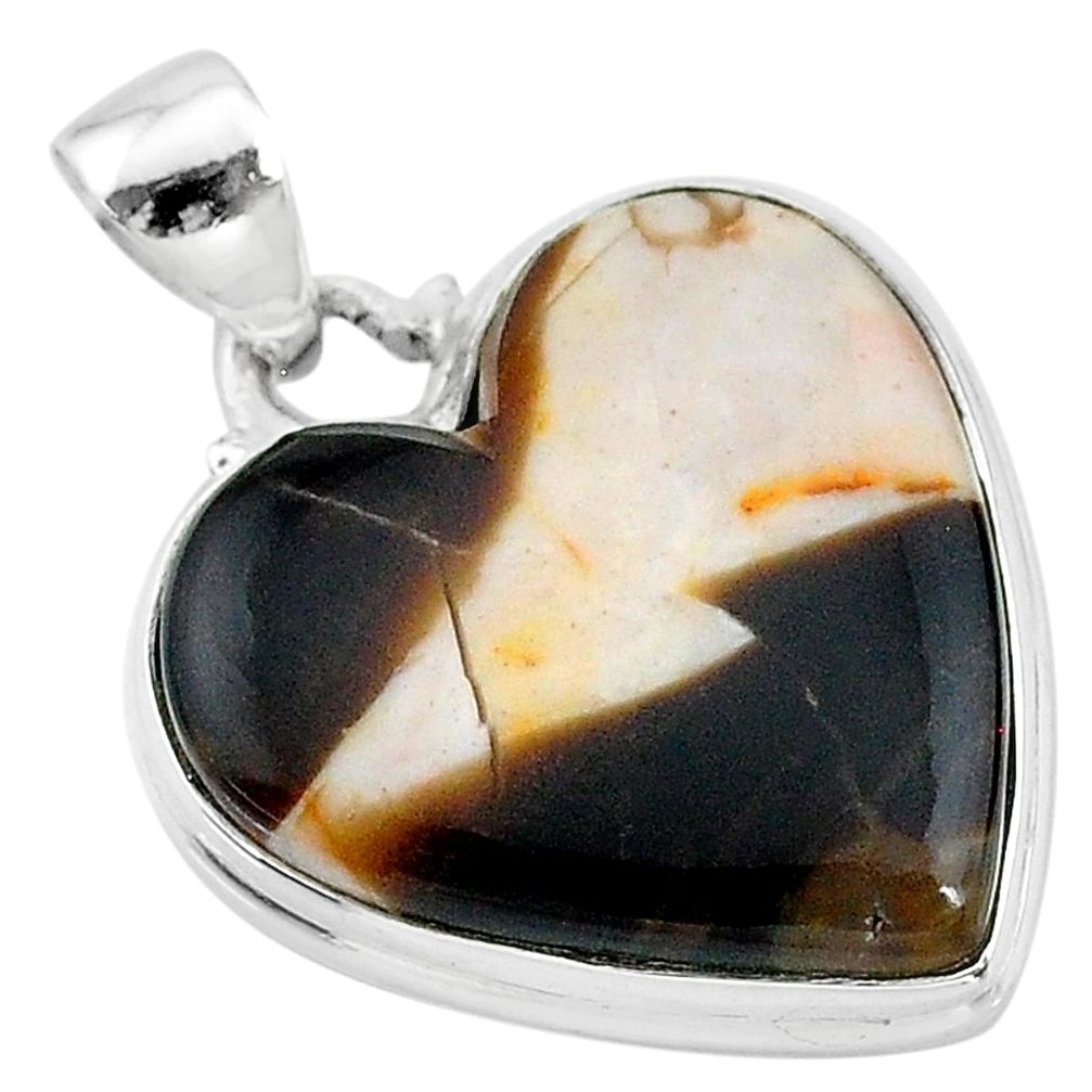 925 silver 19.72cts natural brown peanut petrified wood fossil pendant t13246