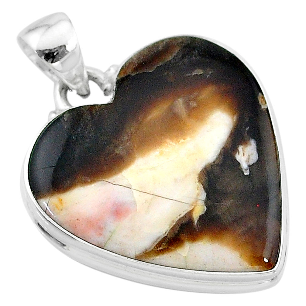 925 silver 19.23cts natural brown peanut petrified wood fossil pendant t13257