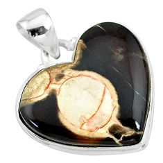 925 silver 15.65cts natural brown peanut petrified wood fossil pendant t13260