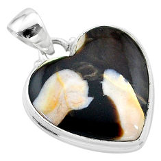 925 silver 16.07cts natural brown peanut petrified wood fossil pendant t13273