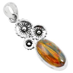 Clearance Sale- 925 silver 11.84cts natural brown pietersite (african) flower pendant p55369