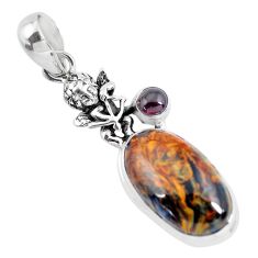 Clearance Sale- 925 silver 14.41cts natural brown pietersite cupid angel wings pendant p55400