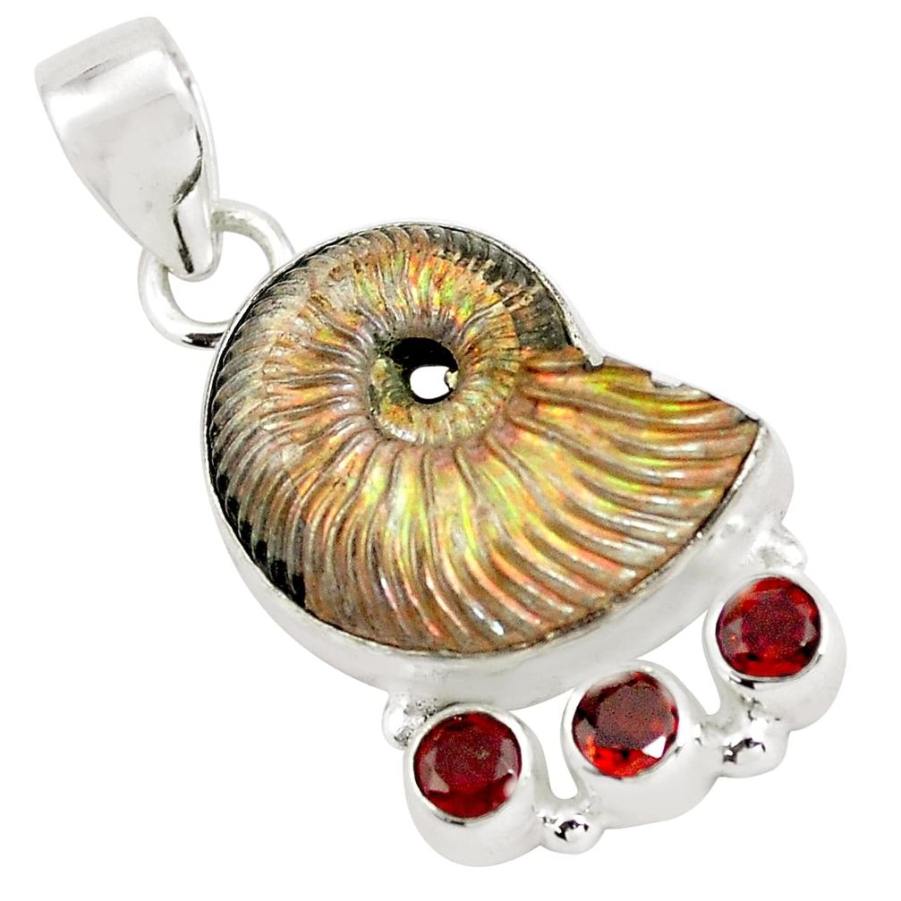 925 silver 21.72cts natural brown russian jurassic opal ammonite pendant p64720