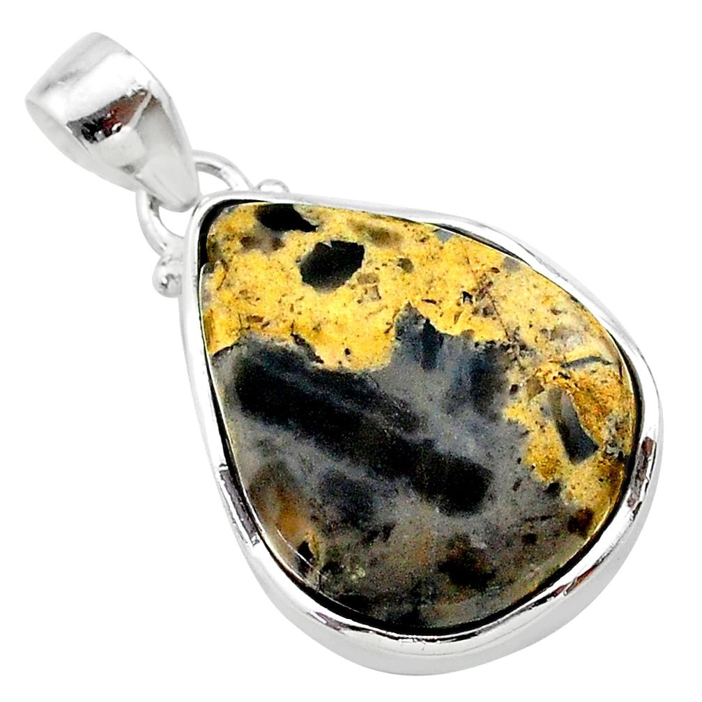 925 silver 17.93cts natural brown turkish stick agate pear shape pendant t22675