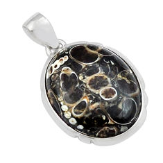 925 silver 16.07cts natural brown turritella fossil snail agate pendant y23635