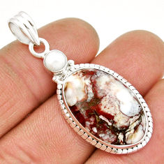 925 silver 17.02cts natural brown wild horse magnesite oval pearl pendant y5894