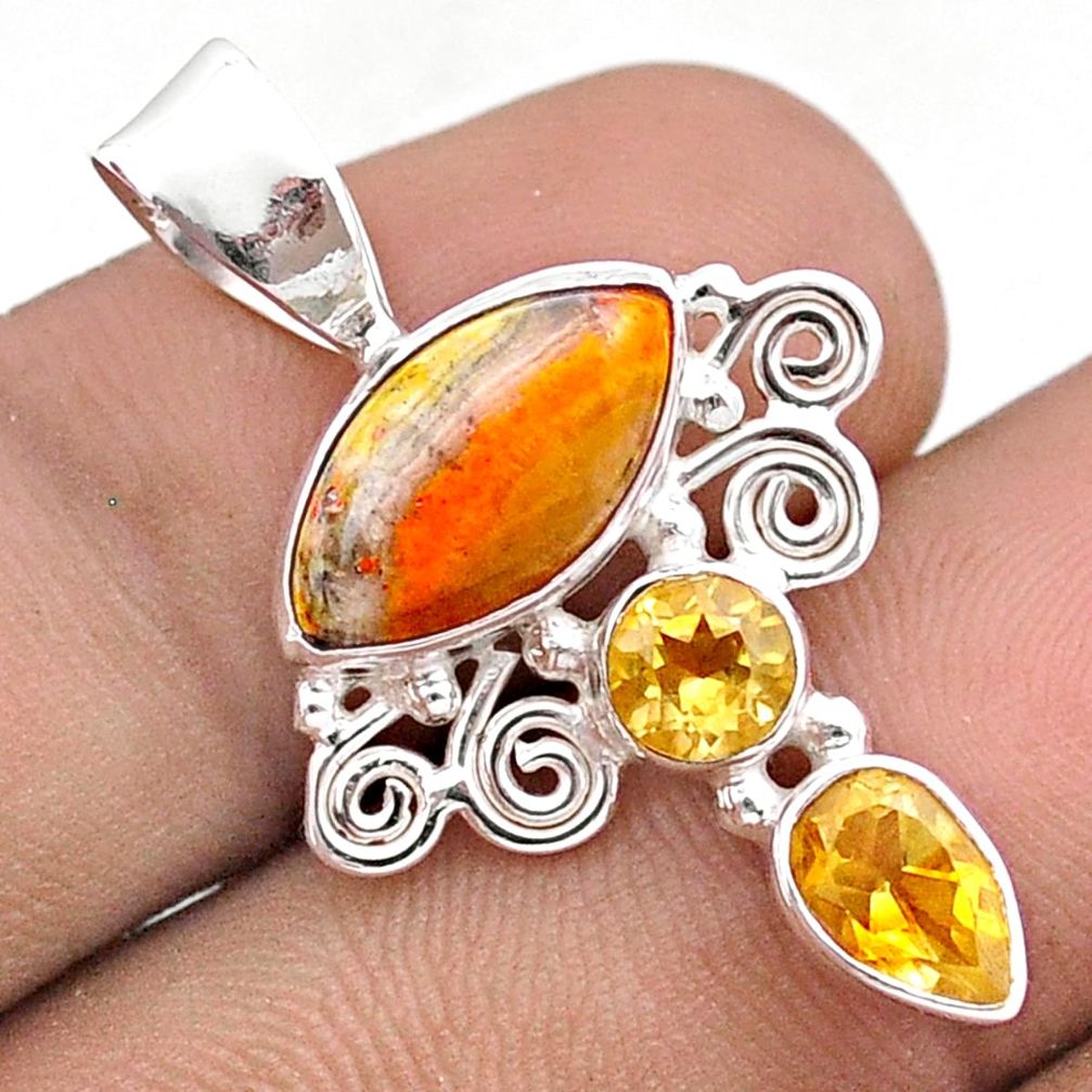 925 silver 6.62cts natural bumble bee australian jasper citrine pendant u17297