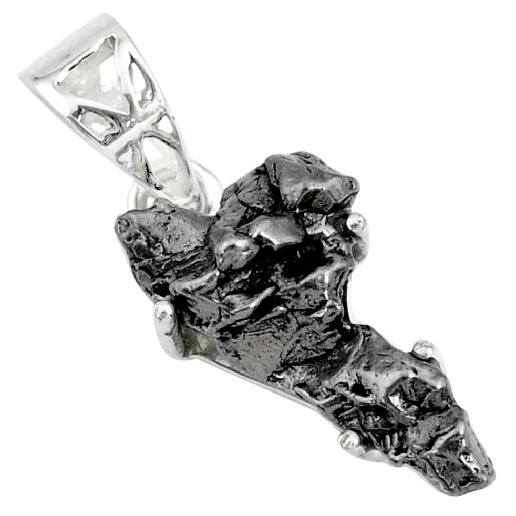 925 silver 12.66cts natural campo del cielo (meteorite) fancy pendant r73597