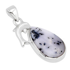 925 silver 12.03cts natural dendrite opal (merlinite) dolphin pendant y68646