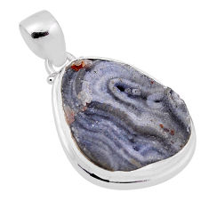925 silver 17.20cts natural desert druzy (chalcedony rose) fancy pendant n30827