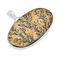 925 silver 45.30cts natural germany psilomelane dendrite oval pendant y62408