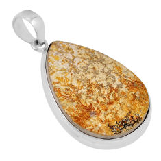 925 silver 21.29cts natural germany psilomelane dendrite pear pendant n34323