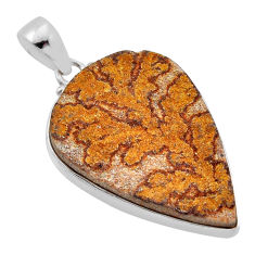925 silver 32.07cts natural germany psilomelane dendrite pear pendant n51452