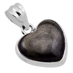 925 silver 10.02cts natural golden sheen black obsidian heart pendant n36569