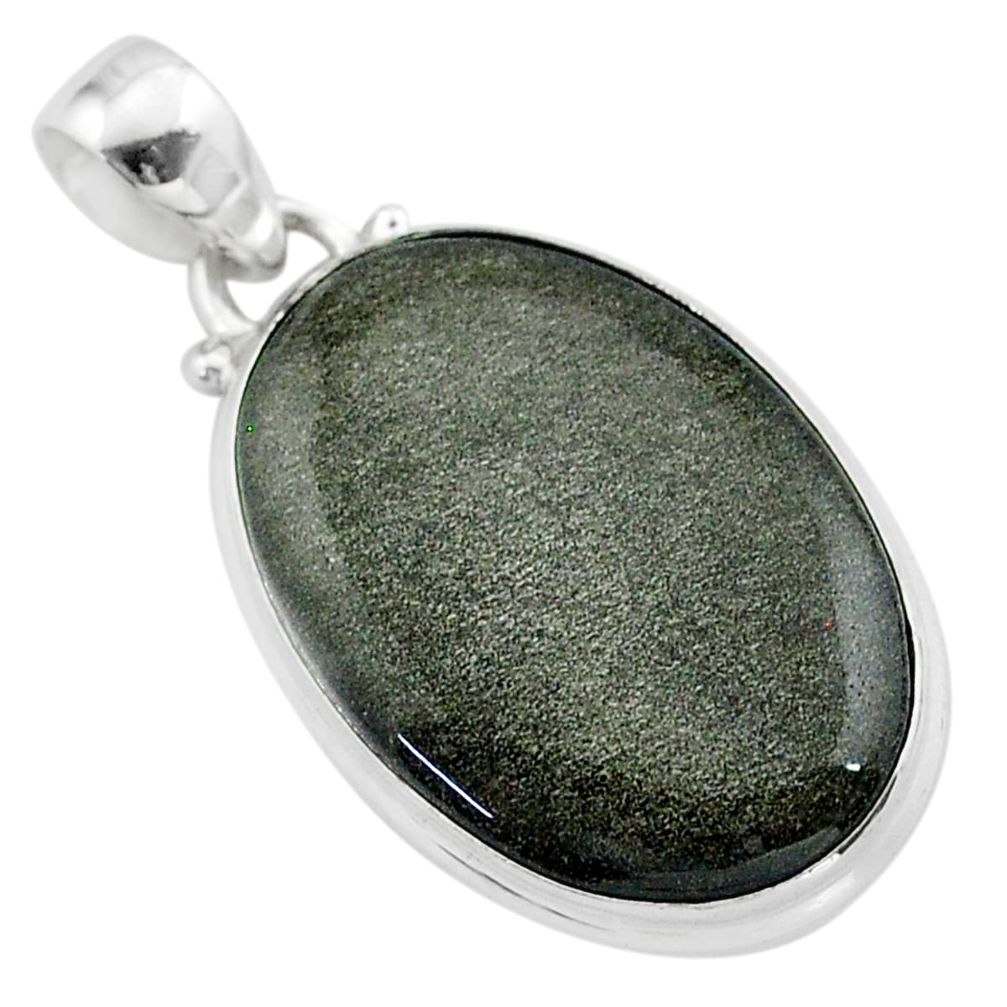 925 silver 15.08cts natural golden sheen black obsidian oval pendant t42583
