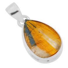 925 silver 11.11cts natural golden star rutilated quartz pear pendant n29434