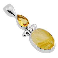 925 silver 6.40cts natural golden tourmaline rutile oval citrine pendant y71043