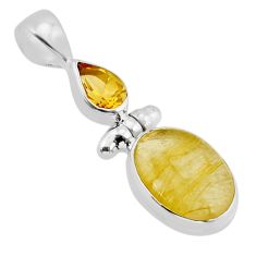 925 silver 6.35cts natural golden tourmaline rutile oval citrine pendant y71049