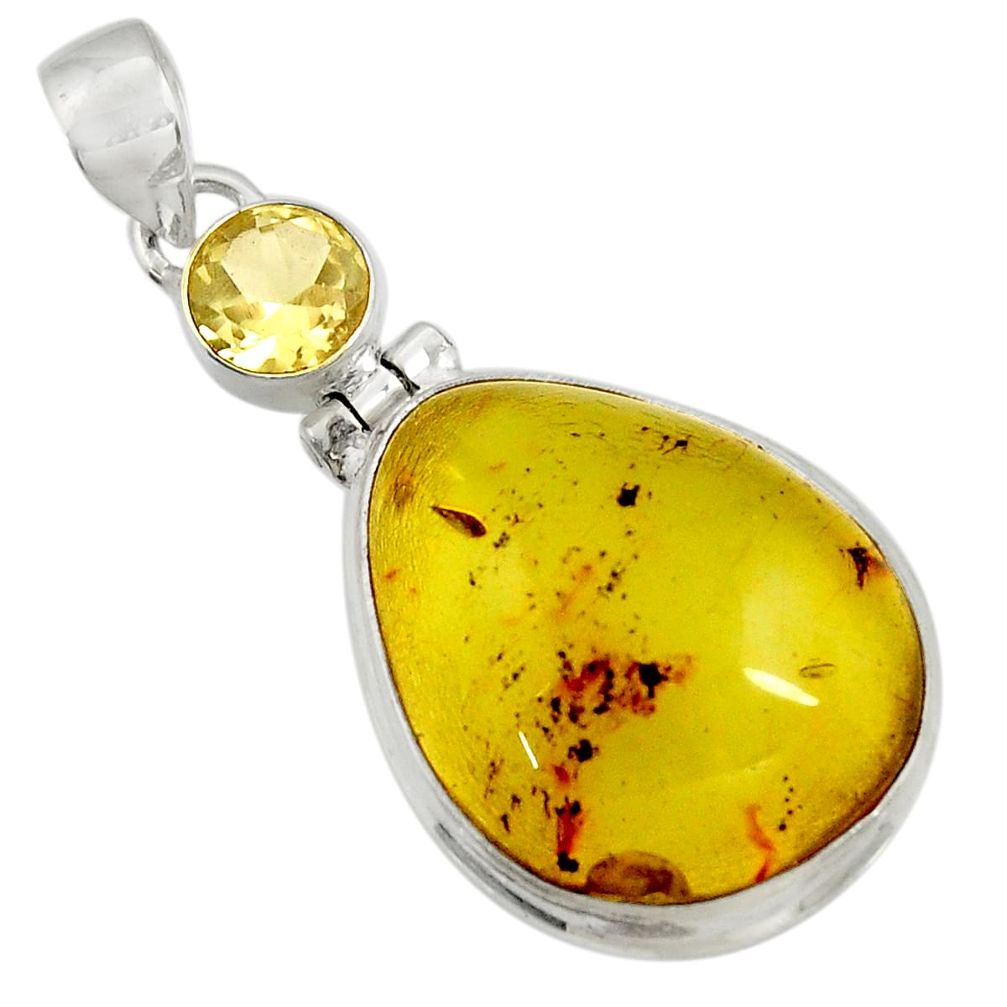 cts natural green amber from colombia amethyst pendant d41295