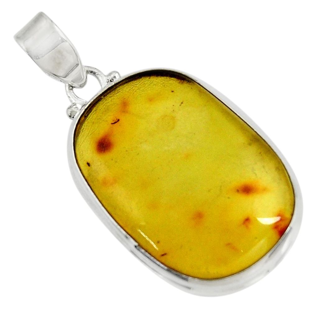 925 silver 16.87cts natural green amber from colombia fancy pendant d41274