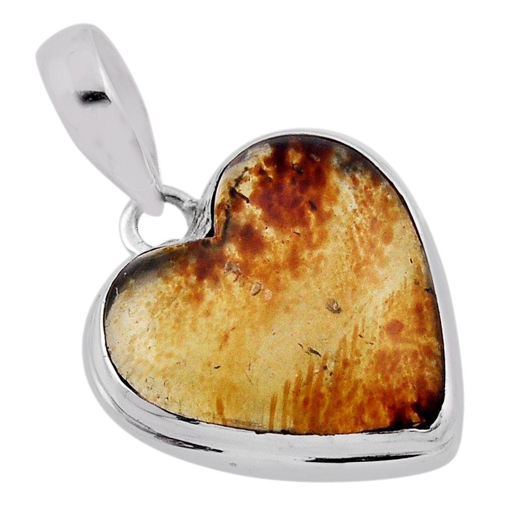 925 silver 11.66cts natural green amber from colombia heart shape pendant n36535