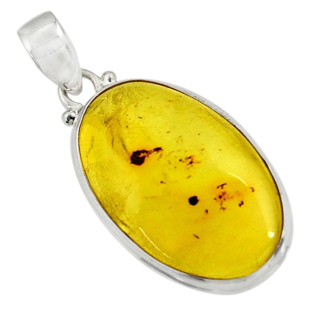 925 silver 16.06cts natural green amber from colombia oval shape pendant d41315