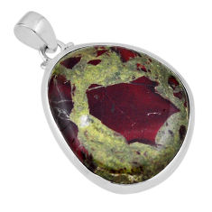 925 silver 27.05cts natural green bloodstone african (heliotrope) pendant n31270